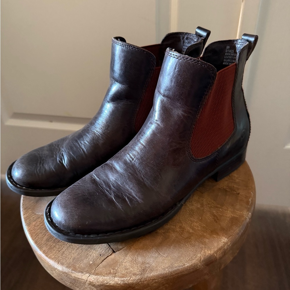Born Dark Brown Leather Ankle Boots